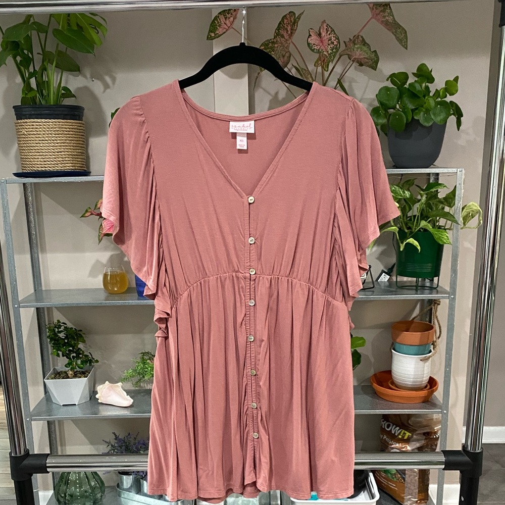 Isabel maternity blush ruffled sleeve nursing  top